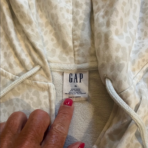 GAP Cream Leopard Print Zip Hoodie - Picture 3 of 4